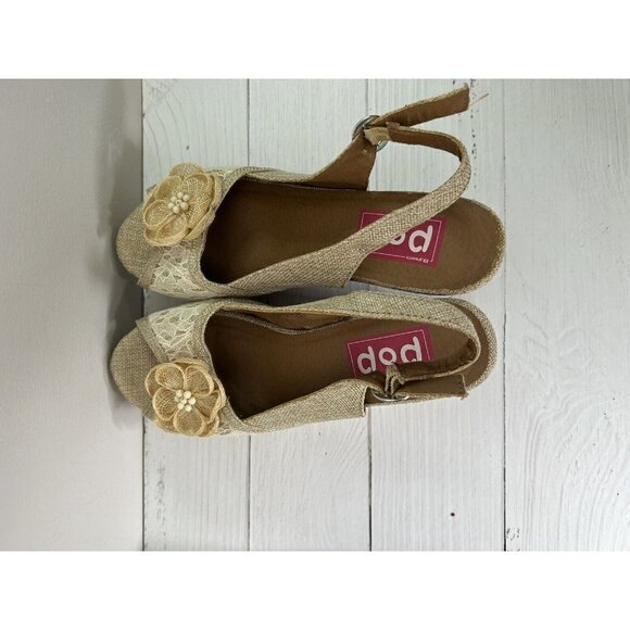 Pop Kalie Brown Floral cork wedge sandal shoes y2k Size 10M - Picture 13 of 15